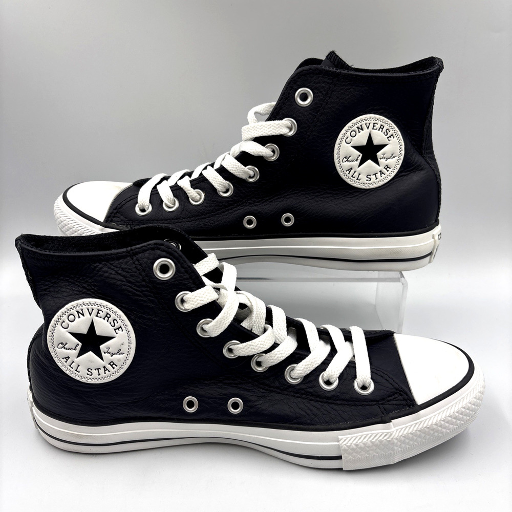 Converse Chuck Taylor All Star Men 7 Womens Size 9 Black Leather Shoes Sneakers